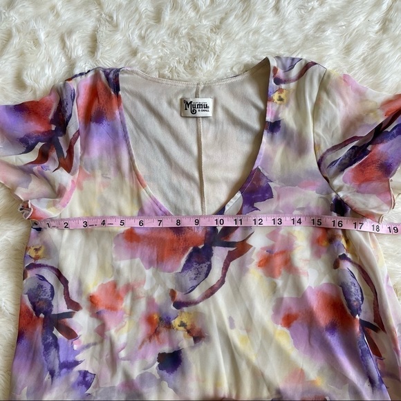 Show Me Your MuMu Dress Kylie Floral Flowy Mini Cream Purple XS - Picture 9 of 11
